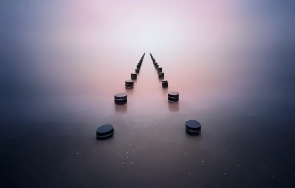 Picture sea, water, nature, fog, lake, minimalism, haze