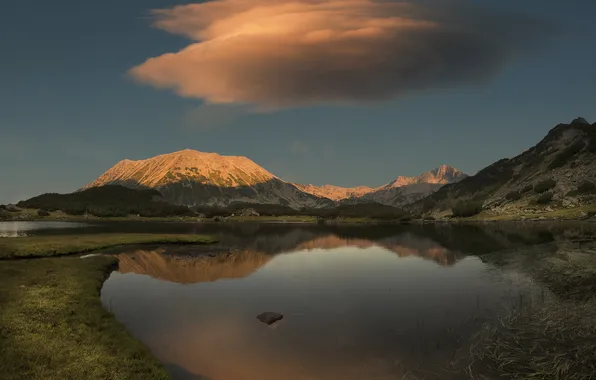 Picture the sky, mountains, lake, cloud