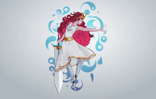 Girl, sword, red, Princess, Aurora, Child of Light, by Guilherme de Abreu