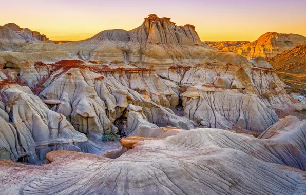 Picture sunset, mountains, Canada, Albert, Dinosaur Provincial Park