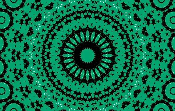 Pattern, round, green, kaleidoscope