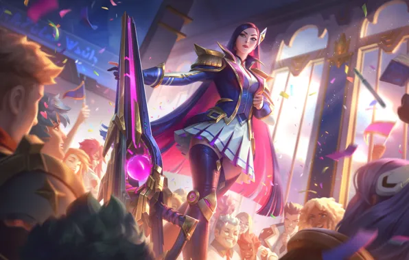 Joy, the game, stained glass, game, character, long hair, uniform, the audience