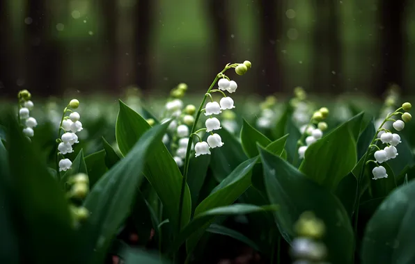 Spring, lilies of the valley, AI art
