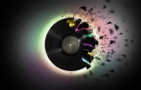 Music, black, pieces, vinyl, record