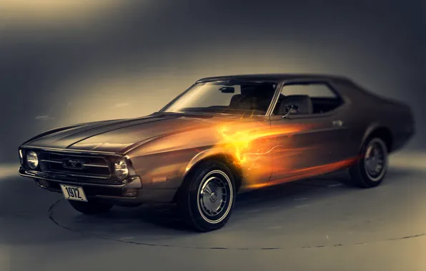 Picture lights, retro, 1972 ford mustang