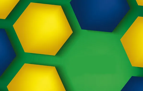 Colorful, abstract, background, hexagons, brasil style