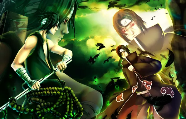 The battle, Sasuke, naruto, art, Itachi, kivi1230