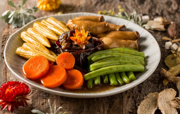 Plate, vegetables, dish