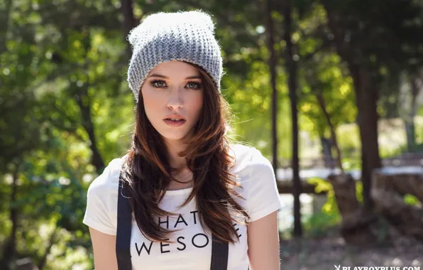 Playboy, girl, green eyes, hat, photo, model, beauty, lips