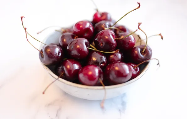 Cherry, berries, white background, bowl, cherry