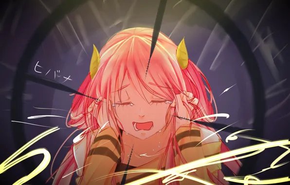 Girl, anime, sight, tears