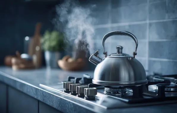 Light, metal, wall, kettle, couples, kitchen, plate, dishes