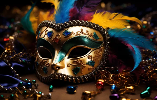 Balls, tape, pattern, feathers, mask, Christmas, New year, beads