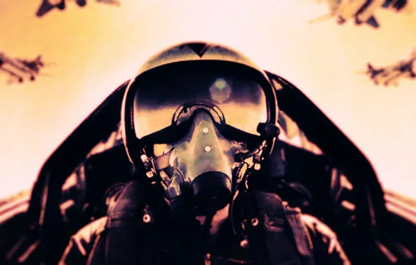 Fighter, helmet, pilot, the plane