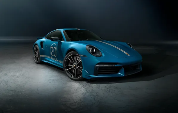 Picture Porshe, blue, dark background, Porshe 922 Turbo S