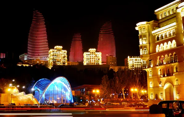 Picture night, night, Azerbaijan, Azerbaijan, Baku, Baku