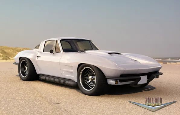 White, Corvette, Chevrolet, Chevrolet, Coupe, the front, 1966, Corvette