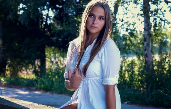 Picture summer, look, girl, hair, sitting, cutie