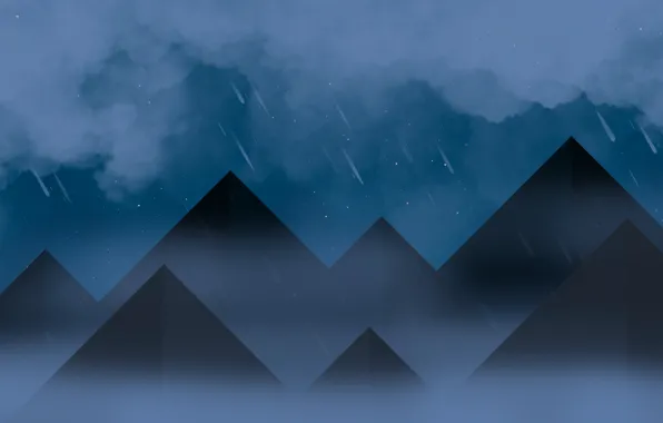 The sky, stars, clouds, night, rain, pyramid