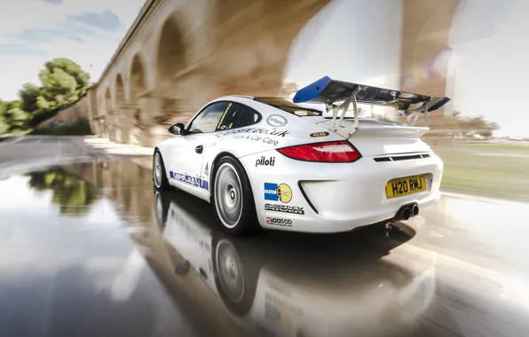 Reflection, speed, 997, Porsche, white, sports car, Porsche, Carrera S