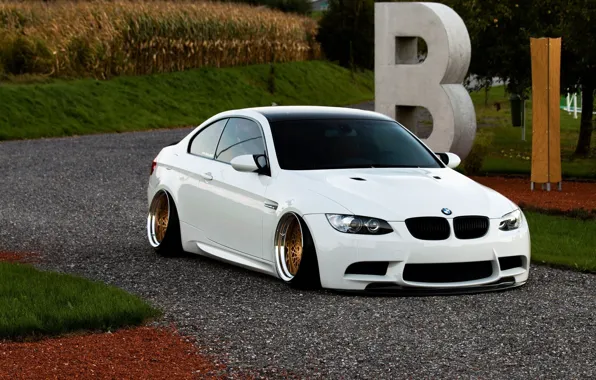 Bmw, BMW, turbo, white, wheels, gold, tuning, power