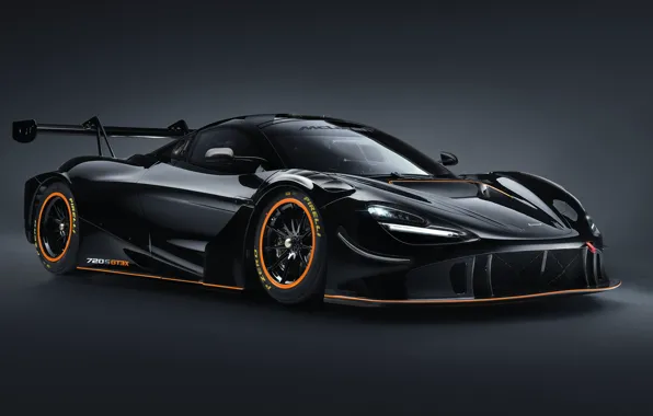 Picture McLaren, speed, power, supercar, 720S, streamlined shapes, black body, GT3X