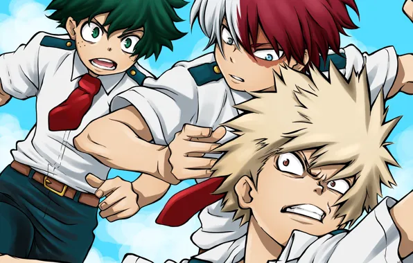 Guys, trio, My Hero Academia, Boku No Hero Academy, Midori Isuku, Todoroki Shoto, My heroic …