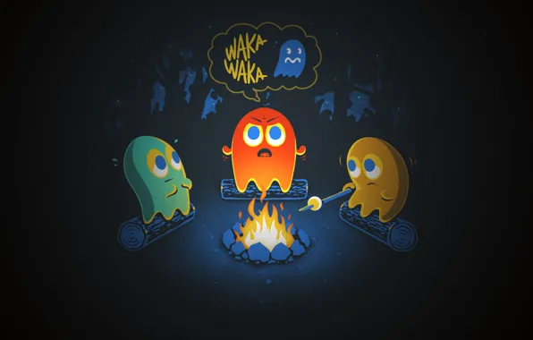 Night, cast, the fire, ghost, pacman, pacman
