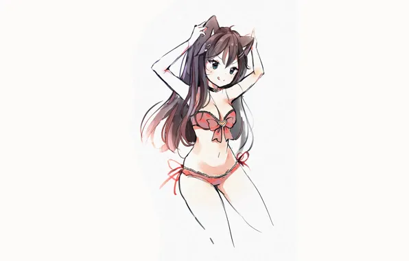 Girl, sexy, lingerie, pantsu, bra, cleavage, panties, green eyes