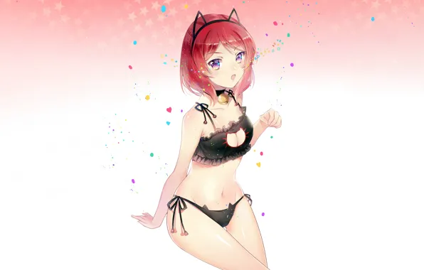 Girl, sexy, lingerie, pantsu, bra, cleavage, panties, red hair