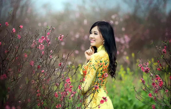 Girl, background, Asian