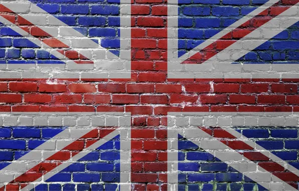 Flag, bricks, UK, united kingdom