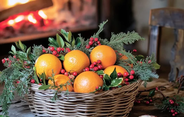 Oranges, Christmas, New year, AI art, neural network