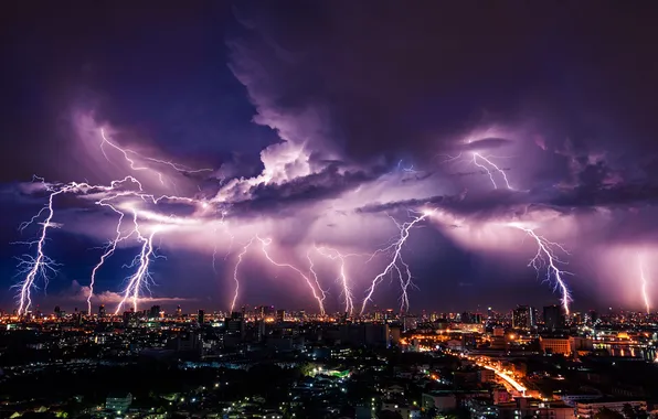 Light, nature, lightning, panorama, night, outside, outdoor, overcast