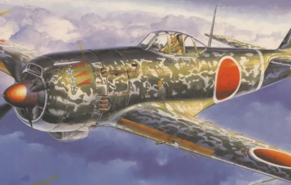 Picture war, art, painting, aviation, ww2, Nakajima Which 84