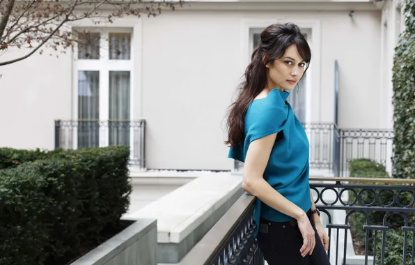 Girl, hair, blouse, balcony, Olga Kurylenko, Olga Kurylenko