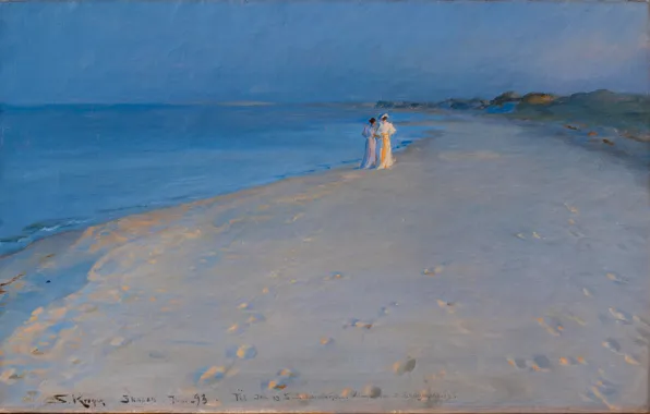 Sea, summer, landscape, picture, the evening, walk, Peder Severin Krøyer