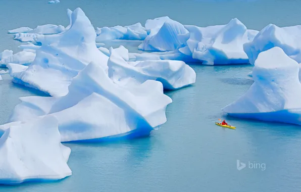 Ice, iceberg, Chile, kayak, Gray Lake, Torres del Paine National Park