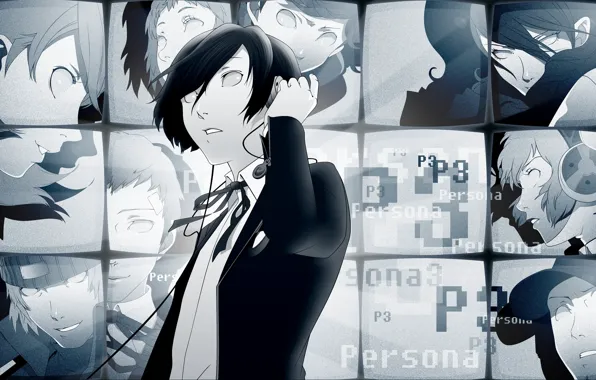 The game, anime, art, guy, screens, TV, person, Persona