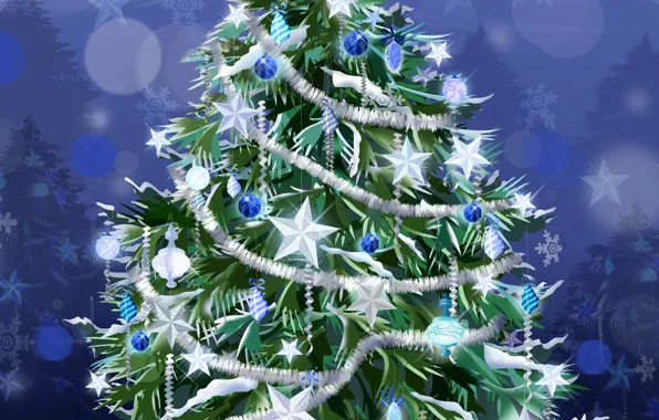 Decoration, new year, vector, Tree