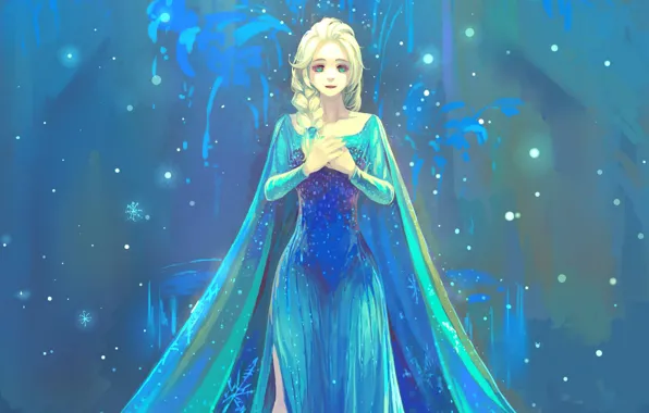 Picture girl, dress, art, Frozen, Elsa, Elsa, Cold heart