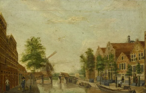 Picture oil, picture, canvas, the urban landscape, The Brewers canal in Amsterdam