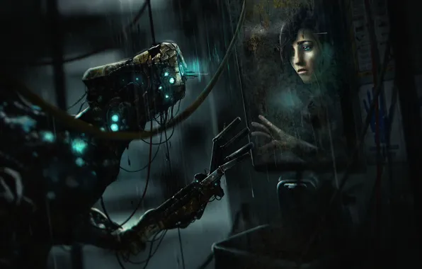 Girl, reflection, being, mirror, crack, Frictional Games, SOMA