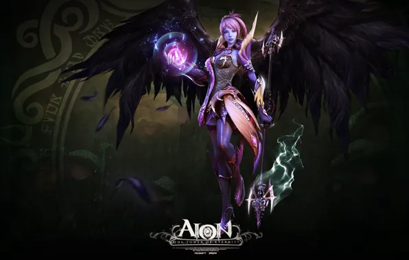 Wings, feathers, staff, the enchantress, aion