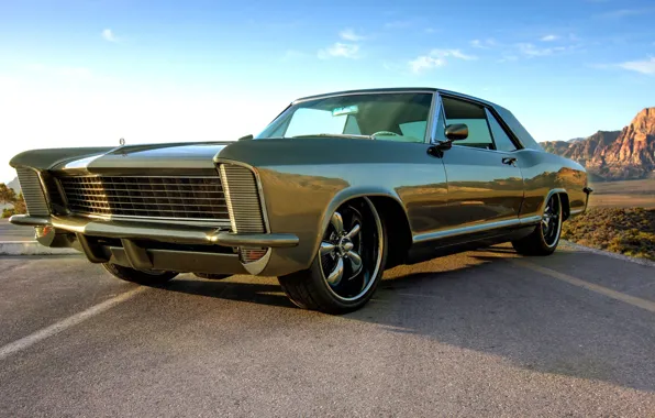 The sky, green, Buick, 1965, muscle car, Riviera, Riviera, Buick