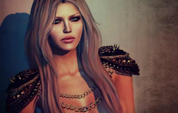 Picture look, girl, face, rendering, background, hair, lips