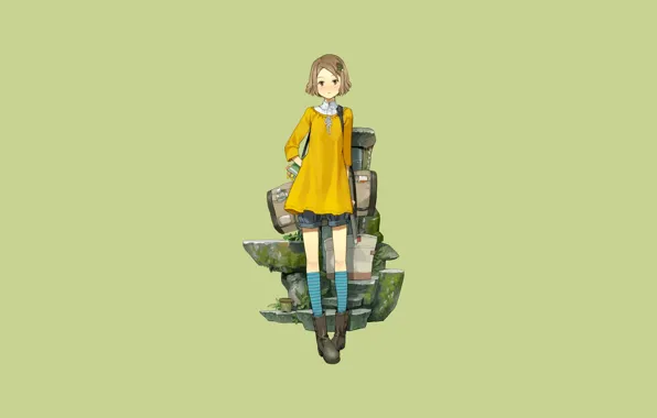 Look, girl, stones, minimalism, is, bags, short hair, simple background