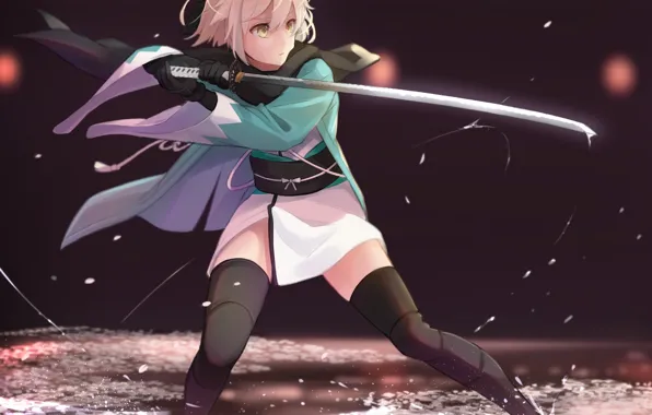 Picture girl, sword, game, anime, katana, ken, blade, blonde