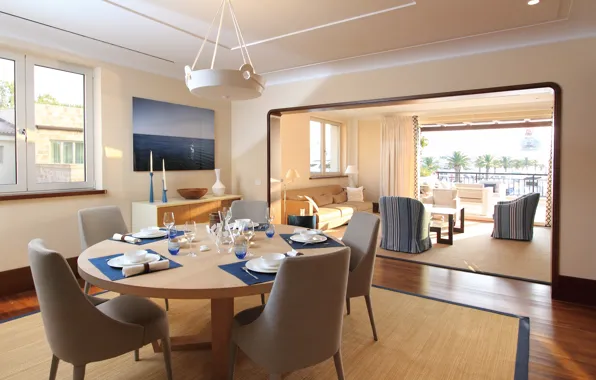 Wallpaper interior, Villa, terrace, living space, design. house for