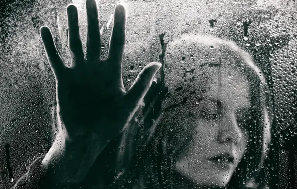 Picture glass, girl, drops